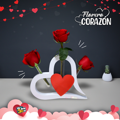 Florero-Corazon1.png Fichier STL VASE COEUR・Design imprimable en 3D à télécharger