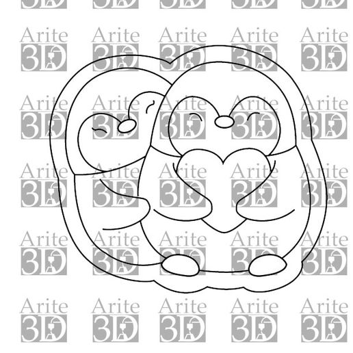 cookie cutter romantic penguins 3D model