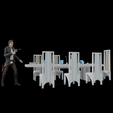 patreon.com/charveys3d Archivo 3D Mesa y sillas de comedor Star Wars Bespin Cloud City para figuras de 3,75" y 6・Diseño de impresión en 3D para descargar