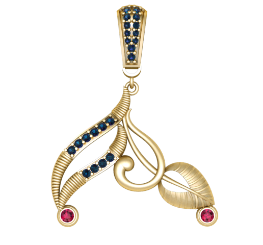 Art Nouveau Initial "A" Foliage Pendant – 3D Printable Jewelry CAD Model