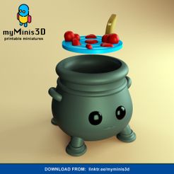 001_Caldero.jpg STL file Cute Kawaii Cauldron of Love with Hearts, Valentine's Day Gift Box, Candy Container | 3D print models.・3D print design to download