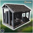 7.jpg Small wooden shack with crates containing rolled parchment scrolls and barrels, set on a wooden floor (54) - Medieval Gothic Feudal Old Archaic Saga 28mm 15mm RPG