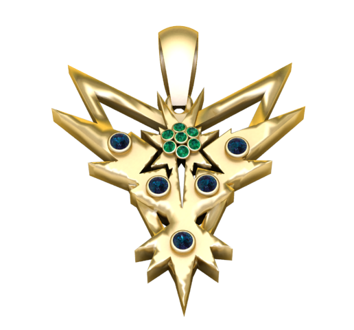 Geometric Stellar Shield Pendant – 3D Printable Fantasy Jewelry CAD Model