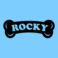 paw-patrol-rocky-bone-blue.png Paw Patrol Rocky Bone with Name 2D Wall Decoration