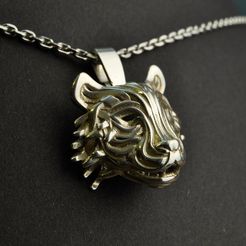 tiger_pendant_silver_2.jpg STL file the Tiger Pendant・Template to download and 3D print