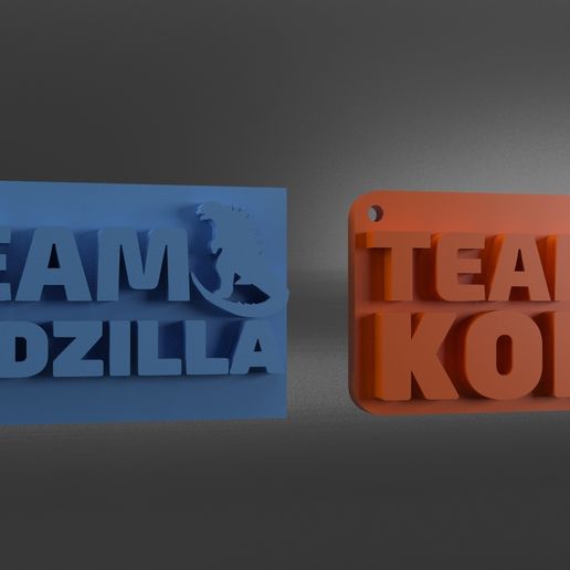 Team Godzilla and Team Kong Keychain 3D model