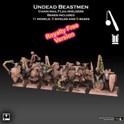 beastmen-flail-lineup-insta-promo-rofree.jpg Archivo 3D Undead Beastmen Chain Mail Flail Warriors Royalty Free Version・Plan para descargar y imprimir en 3D