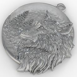 1.jpg Wolf pendant medallion jewelry 3D print model