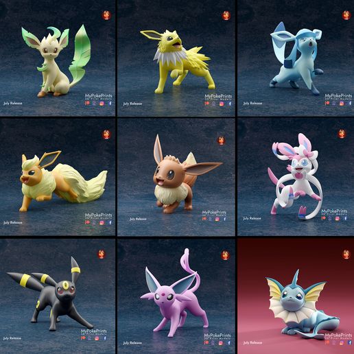 STL file Eeveelution mega pack Pose 2・3D print object to download・Cults