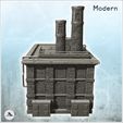 4.jpg Large modern brick industrial factory with flat roof with double chimney and access stairs (28) - Modern WW2 WW1 World War Diaroma Wargaming RPG Mini Hobby