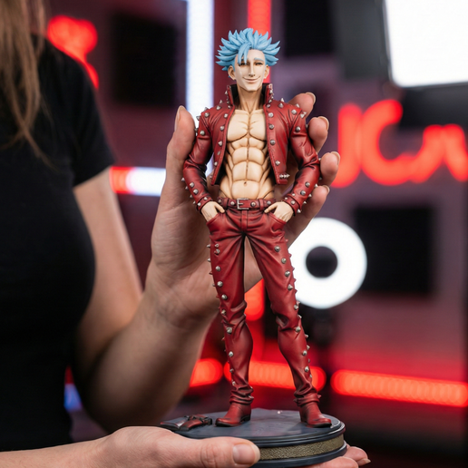 Smirking Anime Hero 3D Printable STL File | Studded Leather Brawler Miniature (Digital Download)