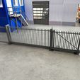 Fence-with-automatic-sliding-gate.jpg Permanent Fence Set – Modular Panels, Posts & Gates (Pedestrian, Double & Motorized Sliding Gates) 1:14 Scale