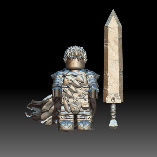 Guts – The Black Swordsman (Berserk) – Custom LEGO-Style Minifigure 3D