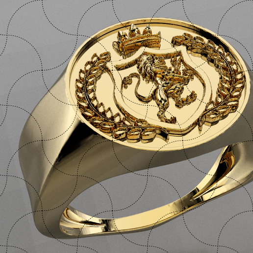 Fine Jewelry, Signet Ring with Lion model 3D model