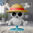 Cover-Photo-6.png One Piece Straw Hat Pirate Crew White Skull Logo/Emblem Stand- STL FILE