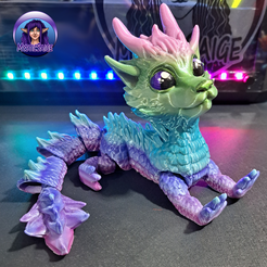 Baby-Furry-Dragon04.png 3D-Datei Baby-Pelzdrache (nur!) - Pelzdrachen-Lager-Kollabieren・3D-druckbares Modell zum herunterladen