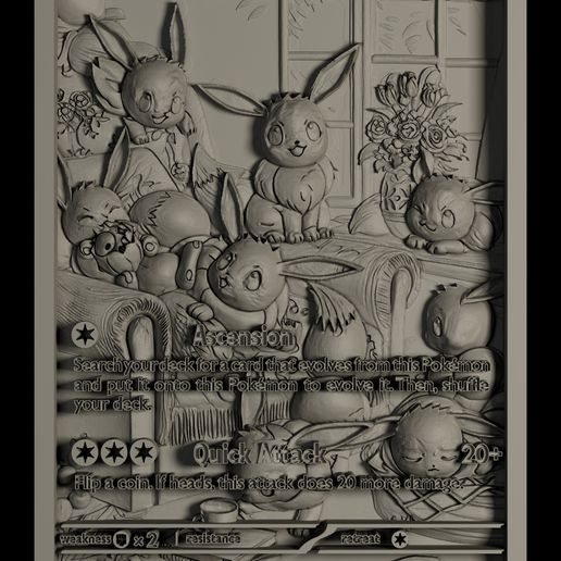 face_grey_0001.jpg ⚪Eevee⚪ Twilight Masquerade - 3D Pokemon Card