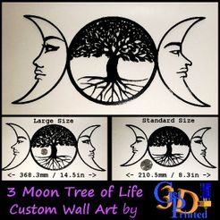 3Moon-Tree-IMG1.jpg STL file 3 Moon + Tree of Life Wall Art・3D printable design to download