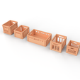 Plastic-Crates-Overview.png Bundle of plastic crates, 5 different designs
