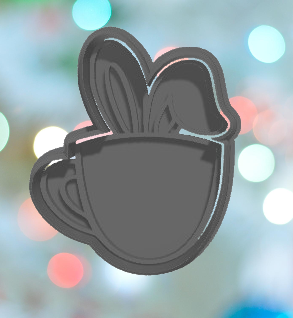Bunny Ears Coffee Cookie Cutter 3D model