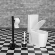DSC_3798.jpg Toilet with opening lid in 1:12 scale - STL file for 3D printing. Miniature modern toilet for dollhouse bathroom.