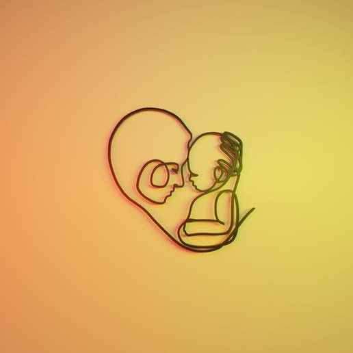 Baby and daddy picture 3D model