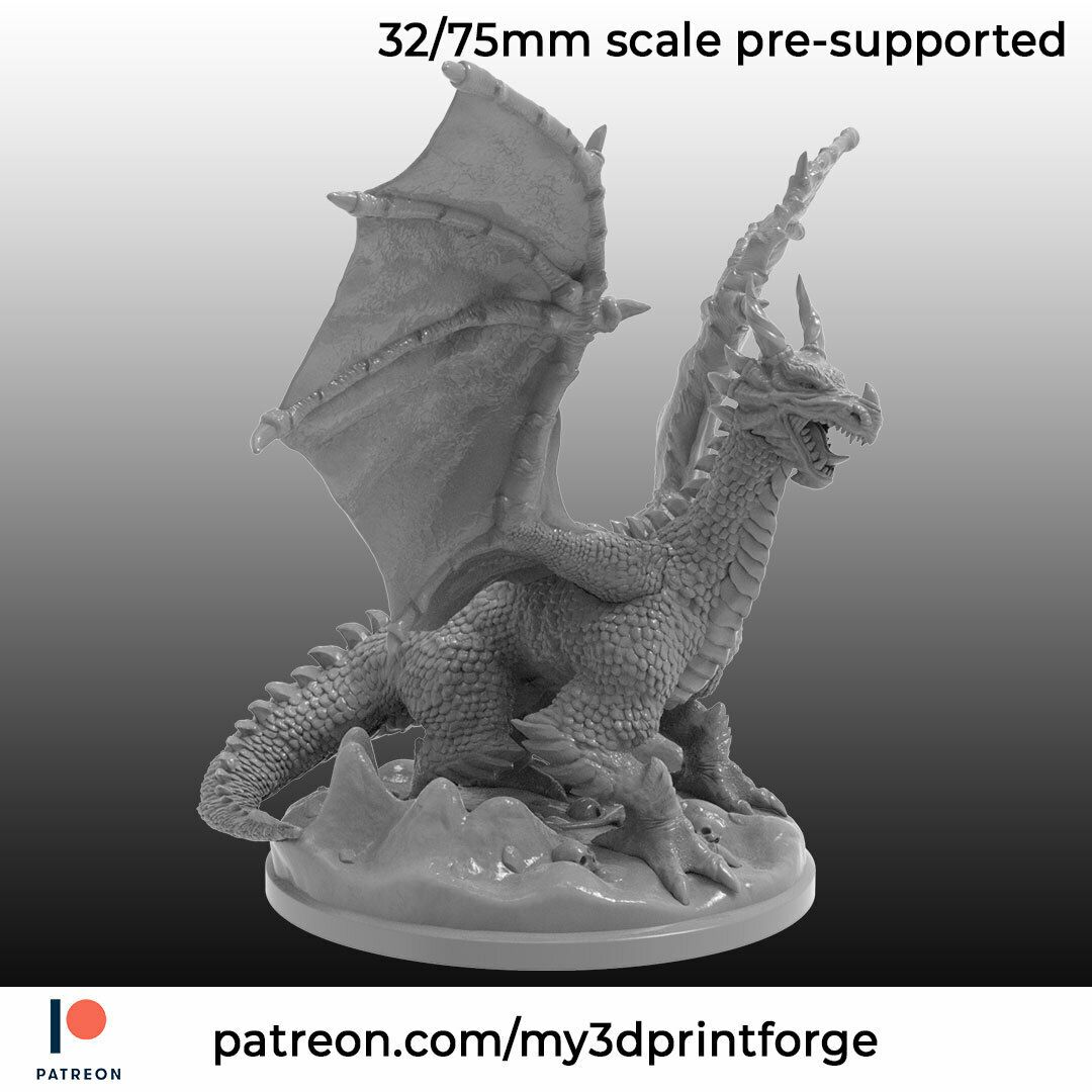 3D file The ancient dragon 32/75mm scale pre-supported・Template to ...