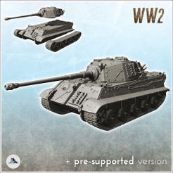 0.jpg Archivo STL Panzer VI Tiger II Königstiger (torreta Henschel) - WW2 German Flames of War Bolt Action 15mm 20mm 25mm 28mm 32mm・Diseño imprimible en 3D para descargar