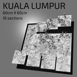 KUALA-LUMPUR.jpg Fichier STL 3D Kuala Lumpur | Fichiers numériques | Fichier 3D STL | Carte 3D de Kuala Lumpur | Art urbain 3D | Point de repère imprimé en 3D | Skyline de Kuala Lumpur | Art 3D・Objet imprimable en 3D à télécharger, 3dcityframes