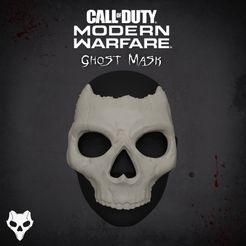 Ghost.jpg Call Of Duty Modern Warfare Ghost Jawbone Operator Mask, STL For 3d print, Call of Duty, "jawbone", Verdansk, Simon Riley, Ghost Mask.