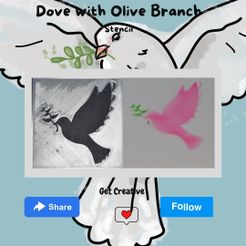 Dove-with-Olive-Branch-Stencil.jpg Fichier STL Pochoir Colombe avec Rameau d'Olivier・Objet pour impression 3D à télécharger