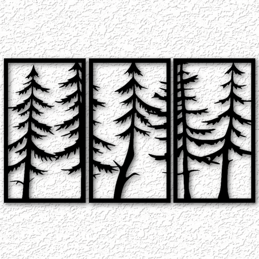 🌳 Pine tree panel set wall art tree scenery wall decor 2d art・ STL File ...