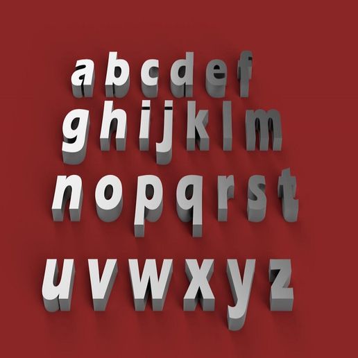 ERASBOLD font lowercase 3D letters STL file - 3D model önizlemesi
