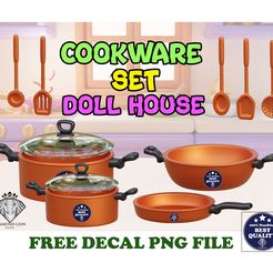 cookware-decale-01.jpg Cook-Ware Set Miniature Toys for Doll House