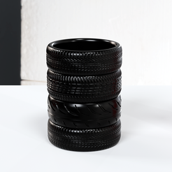 Tire-flower-pot.png STL file Tire stack penholder,Tire flower pot,Tire vase・3D print model to download