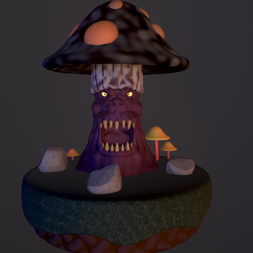 Creepy Mushroom Monster Diorama STL - Spooky Myconid Figure for Halloween & DND