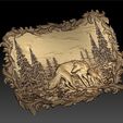 45.jpg wolf and cub in nature forrest cnc router art frame