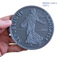 Franc_1_btm_C_with_text_V1.jpg Free STL file Coin coaster Franc 1・Design to download and 3D print