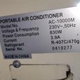 PORTABLE AIR CONDITIONER ‘AC-10000M ‘Model No- Merenekerequency §— 220 50HZ Powerconsumption 830 ‘Current cs ; se -407 014709 = Oa 0410277 SAN Amcor AC-10000M air vent