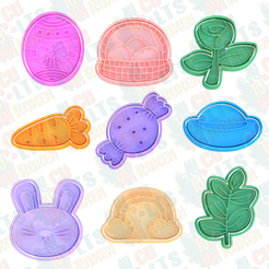 Easter-cookie-cutter-set-of-9.png Fichier 3D Jeu de 9 emporte-pièces de Pâques・Design à télécharger et à imprimer en 3D