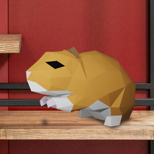 Cute hamster low poly, file with and without supports 3D model