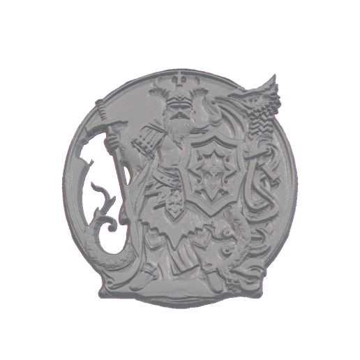 Horned Fantasy Warrior King Relief Medallion STL