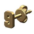 9-number-varsity-Stud-earring-00.jpg 9 девять номер varsity шрифт серьга-шпилька 3D печать модель