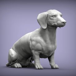 Dachshund-sits1.jpg Archivo 3D modelo de impresión en 3D de un perro salchicha・Modelo de impresión 3D para descargar, akuzmenko