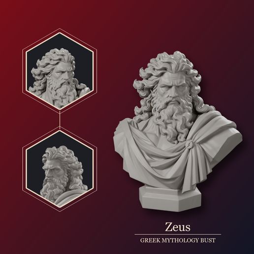 Zeus Bust - Greek God Statue (King of the gods)