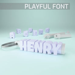 Playful-Font-Title-01.png Archivo 3D Fidget personalizable Nombre llavero spinner - Playful font・Objeto imprimible en 3D para descargar