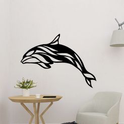 sample.jpg 3D file Dolphin Wall Decoration・3D printable model to download