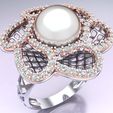 Nhan-luoi-N6682-04.jpg Mesh flower ring -Womens pearl ring - Pearl ring - N6682