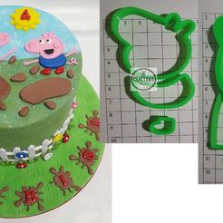 peppa, george pig.jpg Fichier STL Coupeuse de fondant à gâteau de porc Peppa & George・Modèle pour impression 3D à télécharger