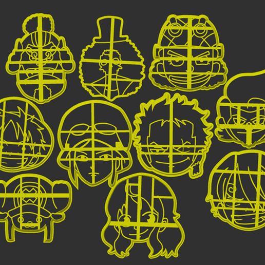 Set One Piece cookie cutters / cookie cutters 3D model
